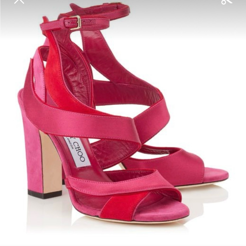JIMMY CHOO SUEDE AND SATIN SANDALS